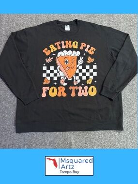 Port & Company Eating Pie For Two Thanksgiving Pregnancy Crewneck Sweatshirt 2XL